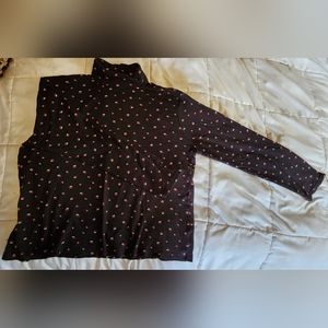 White Stag XL Black Long Sleeve Turtleneck Sweater with Tiny Santa Hats